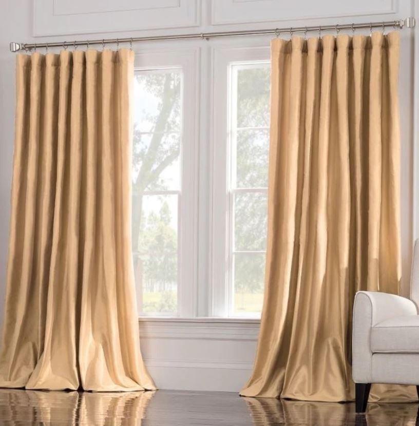 Valeron Estate 108Inch Silk Double Width Window Curtain Panel in Honey