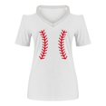 thumbnail image 3 of Wycnly Womens Blouses and Tops Dressy Beach Going out Plus Size Lightweight Comfy Cold Shoulder Tunic Shirts Summer Striped Print V-Neck Short Sleeve Cute Tees Tops White XXXXL, 3 of 4