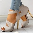 thumbnail image 3 of LNMQLPDBS High Heel Sandals for Women Fashion Women High Heels Breathable Buckle Strap Casual Peep Toe Sandals, 3 of 7