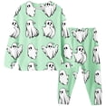 thumbnail image 2 of REDARER Crew Neck Long Sleeve 2 Piece Kids Pajama Set Classic Cartoon Ghost Print Soft Comfort Sleep Loungewear for Halloween Trick or Treat Fall Daily Home Casual Outfit,7Y, 2 of 4