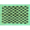 thumbnail image 1 of Ahgly Company Indoor Rectangle Checkered Turquoise Blue Modern Area Rugs, 2' x 5', 1 of 4