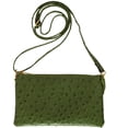 thumbnail image 3 of Humble Chic Vegan Leather Faux Ostrich Wristlet - Textured Dot Convertible Bag Cross Body Strap, Olive, 3 of 6