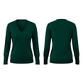 thumbnail image 5 of SBYOJLPB Women V-Neck Tops Long Sleeve Solid Color Fall Winter Knit Sweaters Casual Pullover Top, 5 of 9