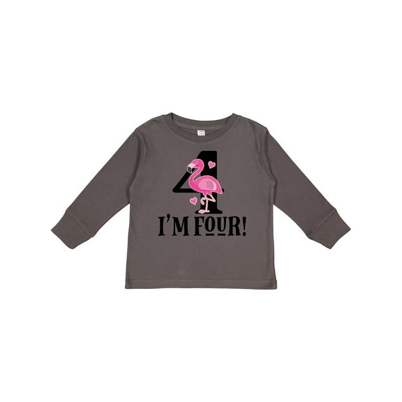 Inktastic 4th Birthday Flamingo Girls Long Sleeve Toddler T-Shirt