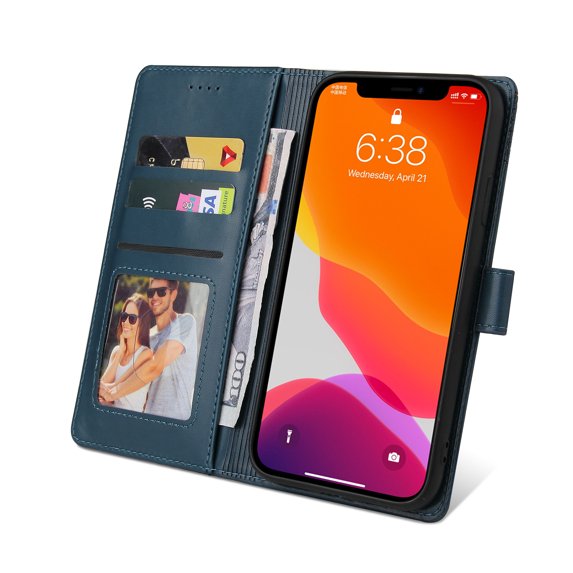 TECH CIRCLE Wallet Case For iPhone 12 Pro Max, Magnetic PU Leather Stand Flip Folio Phone Cover with TPU Protective Inner Shell, RFID Blocking Card Slots For iPhone 12 Pro Max,Blue