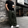 thumbnail image 3 of WULMLEO Men's Wide Leg Sweatpants with Pockets Drawstring Loose Fit Baggy Athletic Pants for Fall Casual Dark Gray 3XL, 3 of 9