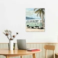 thumbnail image 3 of Acheng Ocean Beach Theme Wall Art Decor Coastal Tropical Palm Trees Cute Vintage Van Canvas Prints for Living Room Bedroom Bathroom Decoration 12x16 in, 3 of 5