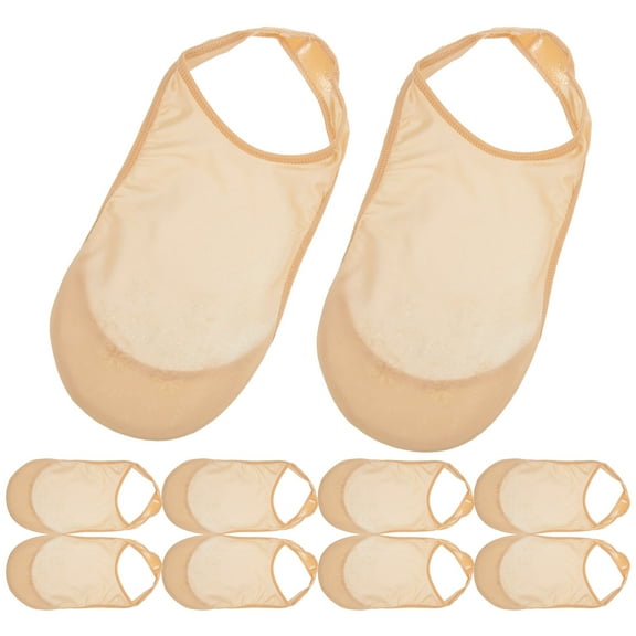 RENACLIPY Half Socks Invisible Design for Women Nylon Cotton 5 Pairs Beige