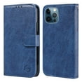 thumbnail image 2 of PU Leather Wallet Case for iPhone 12/12 Pro, Classic Phone Case with Viewing Stand and 2 Card Holder Magnetic Buckle Shockproof Flip Case Cover for Men Women for iPhone 12/12 Pro, Darkblue, 2 of 8
