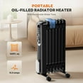 thumbnail image 2 of MCQ Basic Electric Oil Filled Radiator, Space Heater with Adjustable Thermostat for Office Bedroom Home, Black, 2 of 8