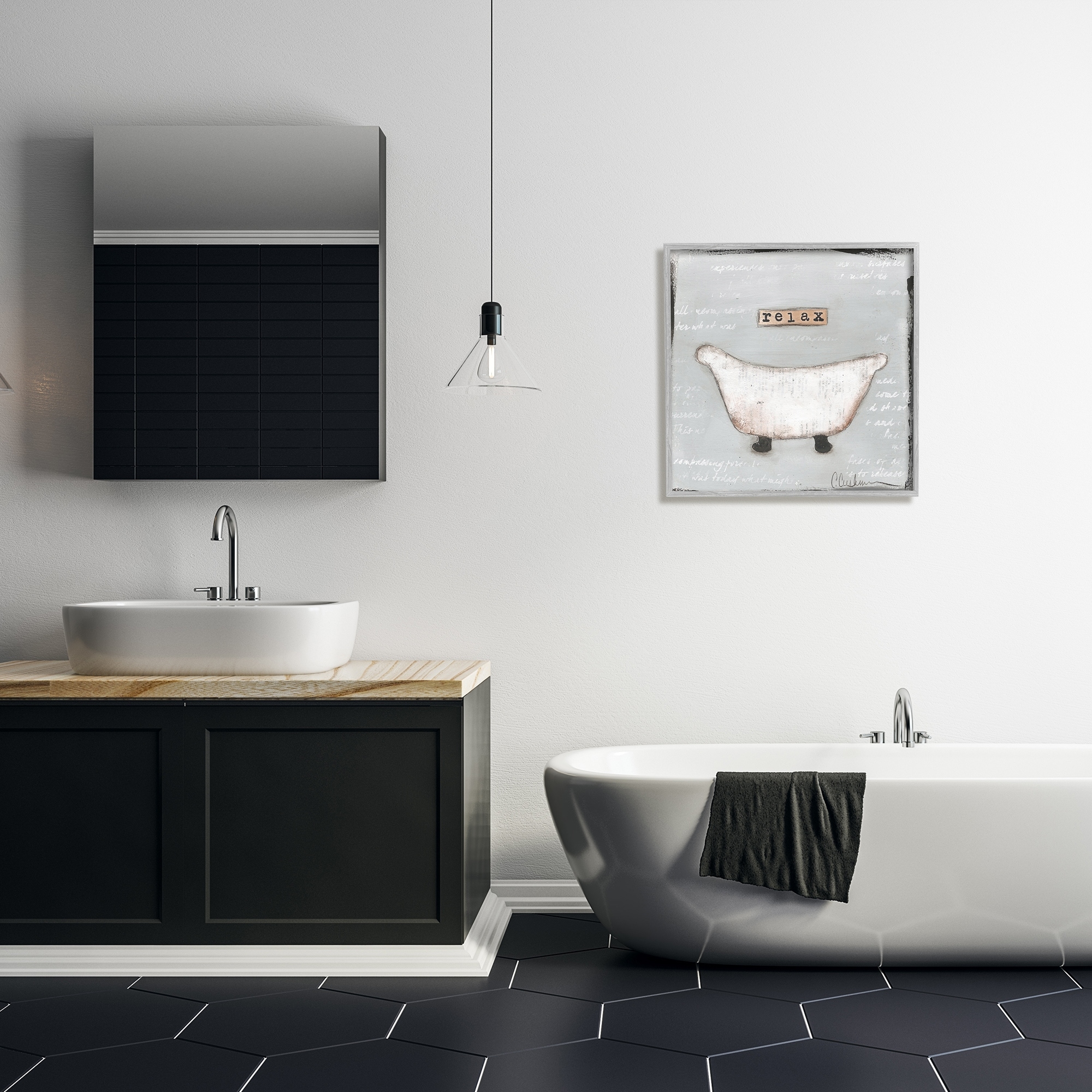 Stupell Industries Relax Bathtub Pastels Bath, 24 x 24,Design by Cassandra Cushman