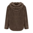 thumbnail image 5 of Zip Up Jacket for Women Winter Fuzzy Fleece Hooded Coat Long Sleeve Cardigan Trendy Outwear Casual Outerwear (XXXXXL, Brown), 5 of 6