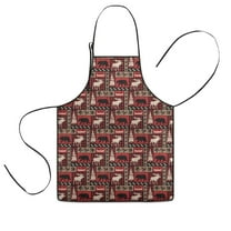 Red Christmas Animal and Tree Pattern Kids Aprons for Girls and Boys,Adjustable Neck Strap Toddler Aprons for Kids Cooking Baking