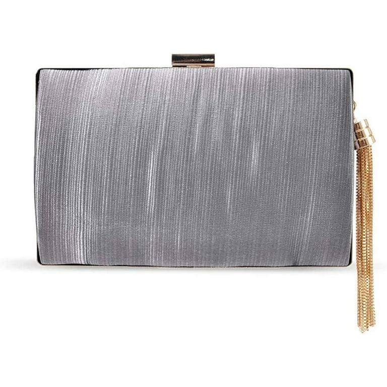 Gold Clutch Purse Evening Clutch with Tassel Silk Bridal Bags