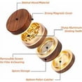 thumbnail image 2 of Molinillo de especias de madera 4 en 1, 6,35 x 6,9 cm, de aleación de aluminio, minimolinillo de especias con sensor de polen, manual compacto con tapa magnética de gran capacidad (dorado), 2 of 5