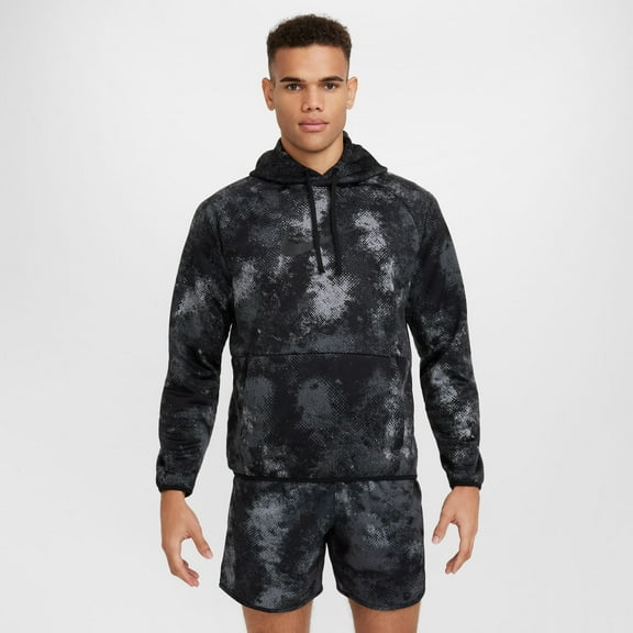 Men's Nike Therma-FIT Camo Versatile Pullover Hoodie Color: Black Size: XXL