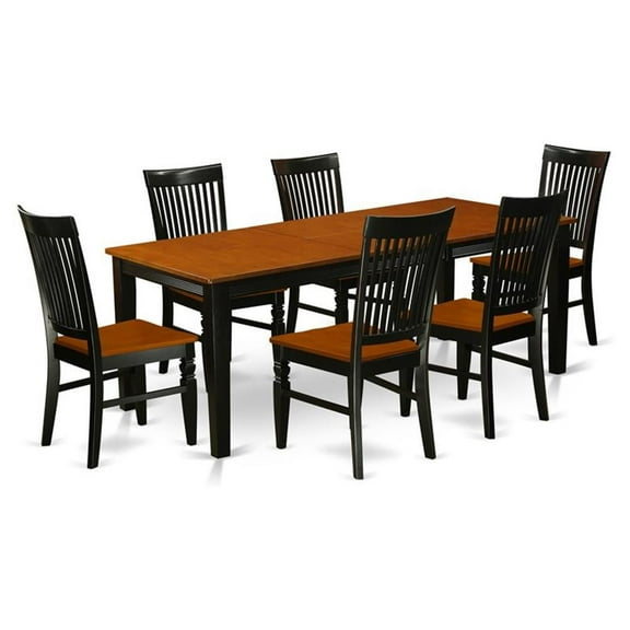 East West Furniture Dining Room Set Black & Cherry, QUWE7-BCH-W