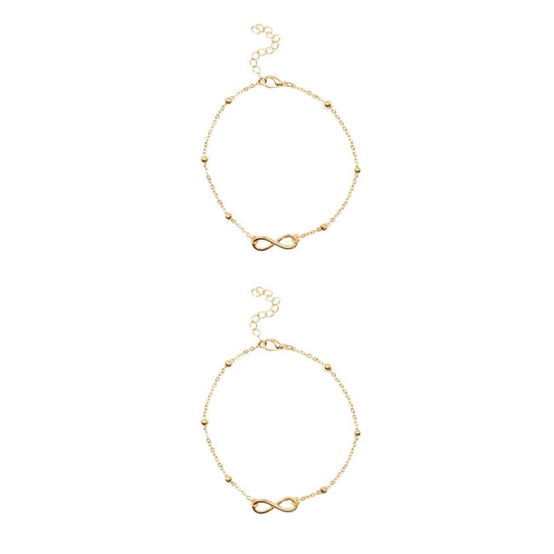 Jumpingount Tobillera para niñas, exquisito estilo Simple, cadena de tobillo, decoración de pies, accesorio creativo de moda, cadenas para pies para dorado en forma de 8 2piezas Jumpingount CBP200238