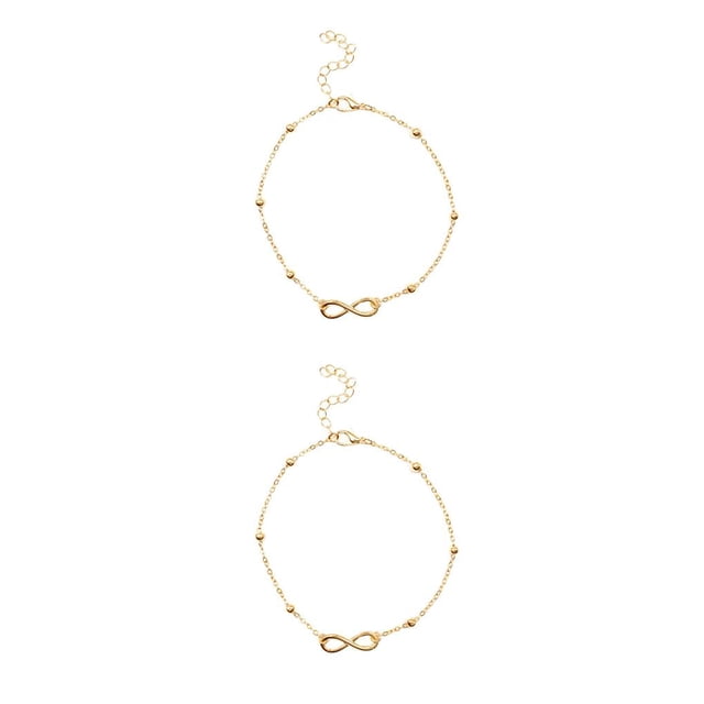 Qarigey Tobillera para niñas, exquisito estilo Simple, cadena de tobillo, decoración de pies, accesorio creativo de moda, cadenas para pies para dorado en forma de 8 2piezas Qarigey CBP200238