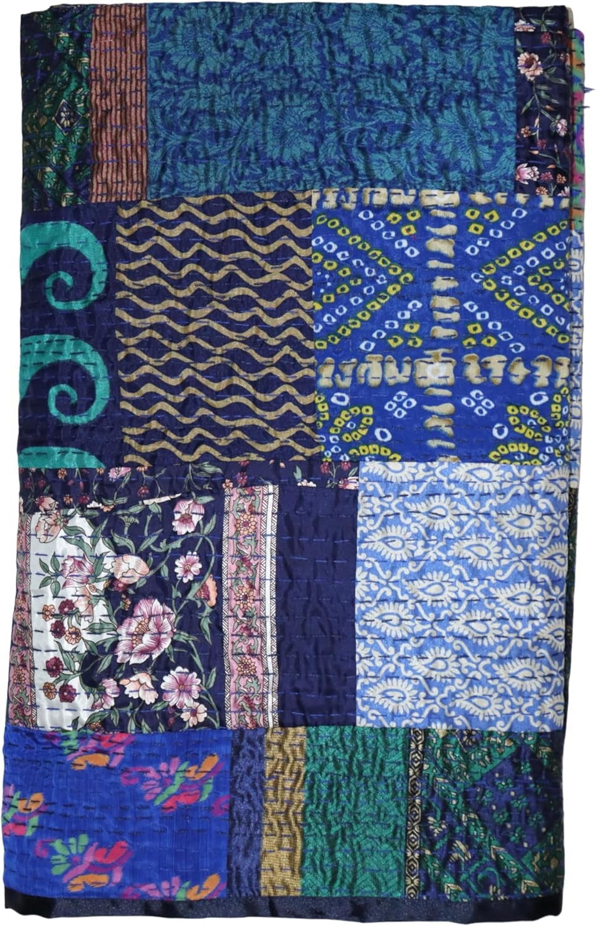 Trademoon Indian handmade Cotton kantha Quilt , Dotted Print Kantha Gudri Size ( King 108" x 108" )