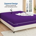 thumbnail image 2 of King Size Zipper Fitted Sheet Only – 100% Egyptian Cotton, 600 Thread Count, 22-Inch Extra Deep Pocket, Luxury Sateen Weave Bottom Sheet, Hotel Quality, ( 78" x 80" +22" , Purple Solid ), 2 of 6