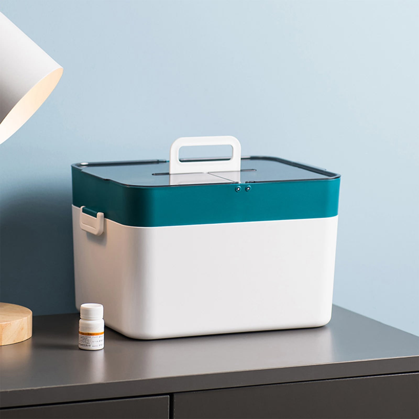 Usloyux Under $5 Medicine Storage Box, Large Capacity Pill Organizer Container, Weekly Medication Management System, Family Healthcare Organization, Pharmacy Box, Tablet Dispenser, Health Care