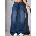 thumbnail image 3 of Women'S Low-Rise Straight Jeans Casual Loose Boyfriend Style Wide-Leg Jeans Blue S, 3 of 6