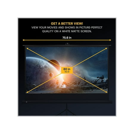 Kodak - 80 in. Portable Projector Screen, Adjustable Projection Screen with Tripod Stand & Carry Bag - White