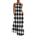 thumbnail image 1 of Robe à Carreaux Vichy Rouge et Blanc Robe Maxi Vintage Street Wear Boho Plage Longues Robes Col en V Design Surdimensionné Vestidos, 1 of 5