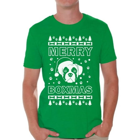 Awkward Styles Merry Boxmas Shirt Merry Boxmas Christmas Tshirts for Men Funny Boxer Dog Santa Shirt Men's Holiday Top Boxer Dog Lover Xmas Gifts Funny Tacky Party Holiday Christmas Outfit