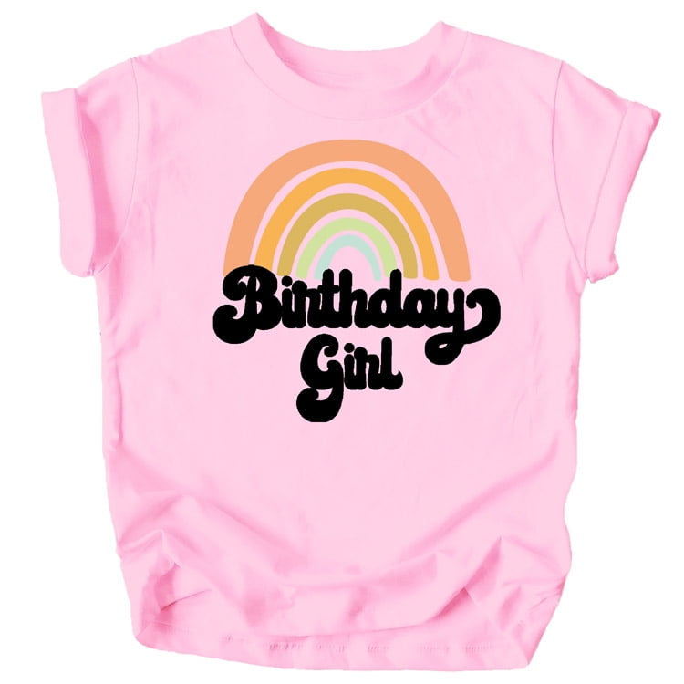 Retro Rainbow Birthday Girl Colorful Shirts for Baby and Toddler Girls ...