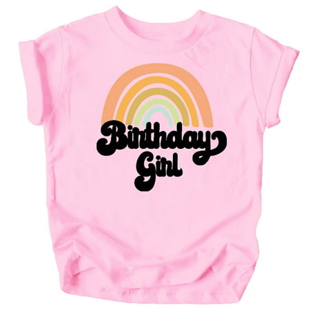 

Retro Rainbow Birthday Girl Colorful Shirts for Baby and Toddler Girls Birthday Outfits Pink Shirt