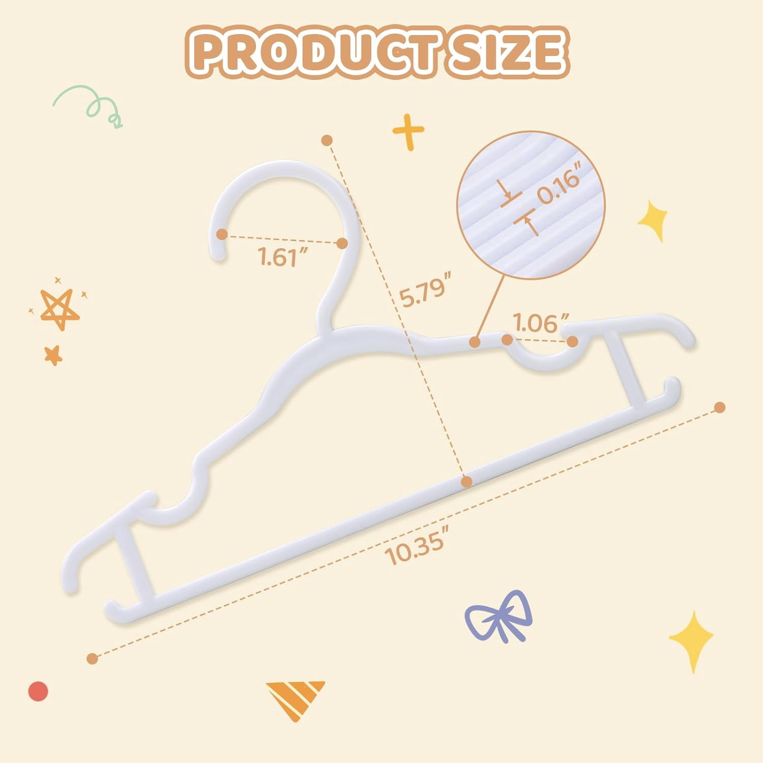 Baby Hangers 60 Pack 10.35 Inch Kids Clothes Hangers Non-Slip Thickened Plastic Infant Hangers for Closet Infant & Toddler Clothing Pants Coats Skirts (White)