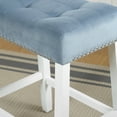 thumbnail image 3 of Miekor Furniture Morovo Set of 2 Velvet Counter Height Stools with Tufted Saddle Seats, White-Wash Finish, Blue 63183, 3 of 6