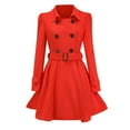 thumbnail image 2 of Lovskoo Women's Trench Coat Lapel Double Breasted Thick A Line Pea Coats Jacket with Pockets Princess Overcoat Red, 2 of 5