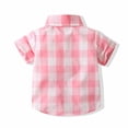 thumbnail image 5 of IROINNID Summer Toddler Clothes Lapel Lattice Short-sleeved Shirt Top With Pocket Baby Boys and Girls 18-24 Months, 5 of 7