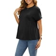 thumbnail image 4 of INSPIRE CHIC Women's Maternity Babydoll Top Short Sleeves Pleated Waist Pregnancy Tee Shirt Oversized Peplum Casual Loose Blouse L Black, 4 of 6