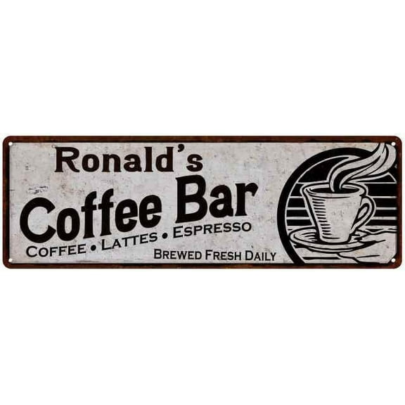 Ronald's Coffee Bar Sign Kitchen Decor 6x18 206180007226