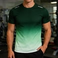 thumbnail image 5 of XFeng.Men's Gradient Color Quick Dry Athletic Short Sleeve T-Shirt, Breathable Crew Neck Running Sports Tee.Dark Green.M, 5 of 7