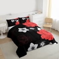 thumbnail image 3 of Manfei Vintage Country Floral Full Size Comforter Sets,Japanese Minimalist Style Bedding Comforter Set,Red Lack Bedding Sets For Teens,Breathable Home Decor Reversible,3pcs, 3 of 8