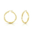 thumbnail image 2 of Better Jewelry Greek Key Hoop Earrings .925 Sterling Silver Gold Plated 3mm, 2 of 8