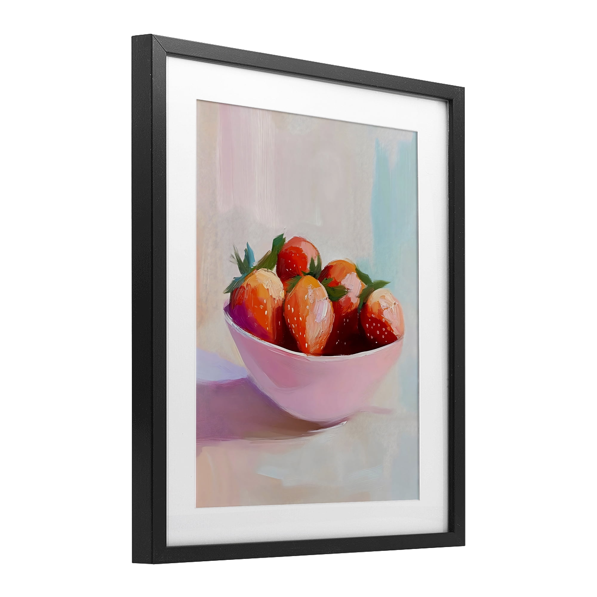 Stupell Industries Pastel Bowl of Strawberries Black Framed Print Under Glass, design by The Prints Vibe