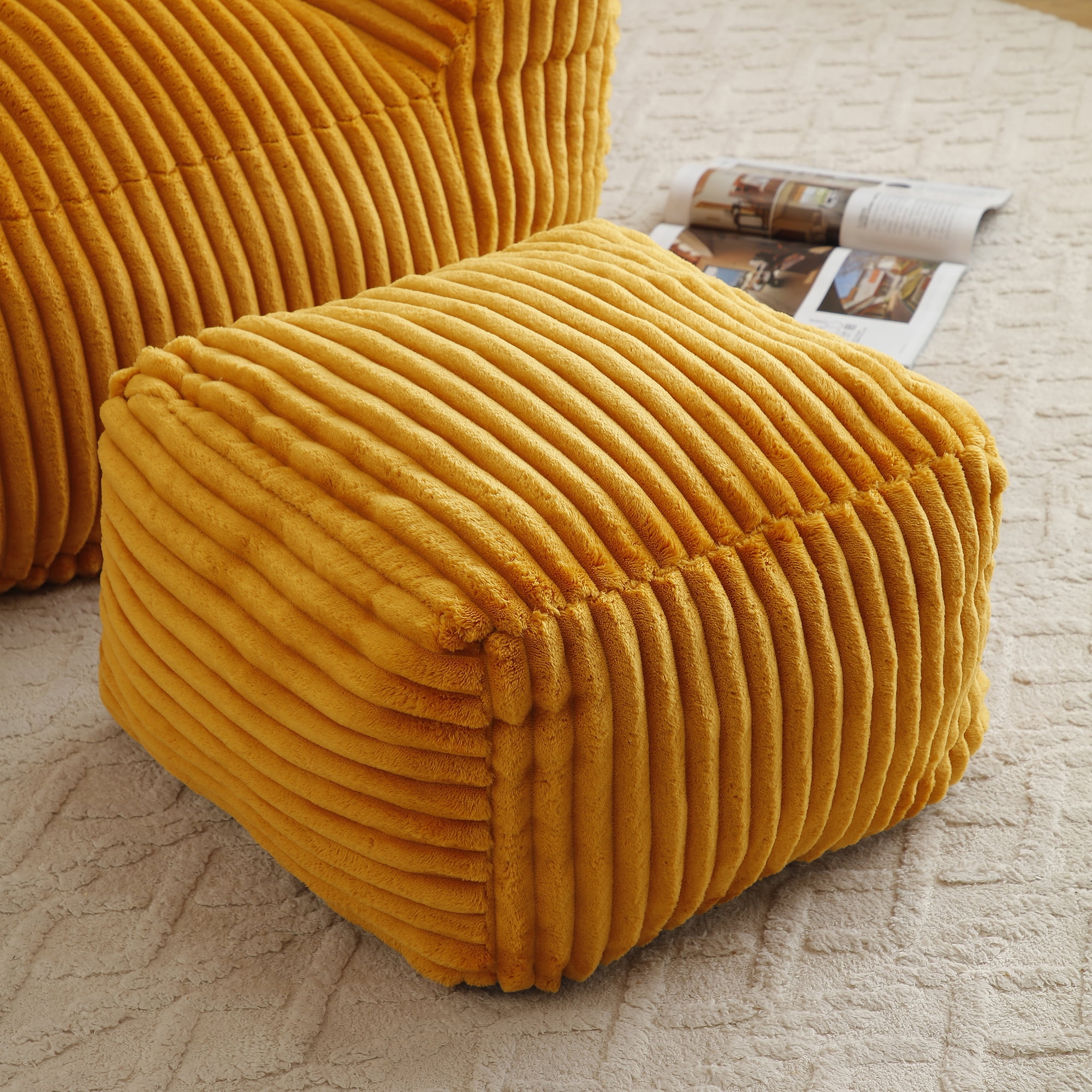 Jopath Giant Bean Bag Chair,Giant Plush Bean Bag Chair For Adults With Armrests And Footstool,Cozy Fluffy Cloud Mini Couch For Living Room, Bedroom & Dorm Orange