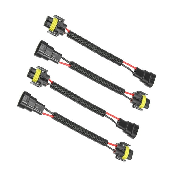 Unique Bargains 4 Pcs 9005 9006 Male to H8 H9 H11 Female Extension  Wire Harness Socket Universal for Car