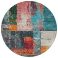 thumbnail image 2 of HomeRoots 623266 8 ft. Teal, Blue & Orange Abstract Washable Transitional Indoor & Outdoor Round Area Rug, 2 of 7