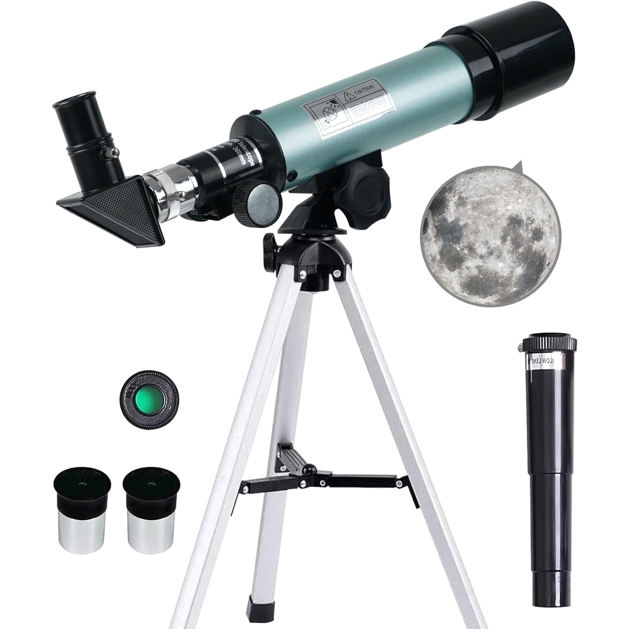 BSHAPPLUS® Telescope,50/360mm Refractor Telescope,18X-90X Magnification Telescopes with Tripod,Portable Astronomy Telescope for Kids,Adults,Beginners