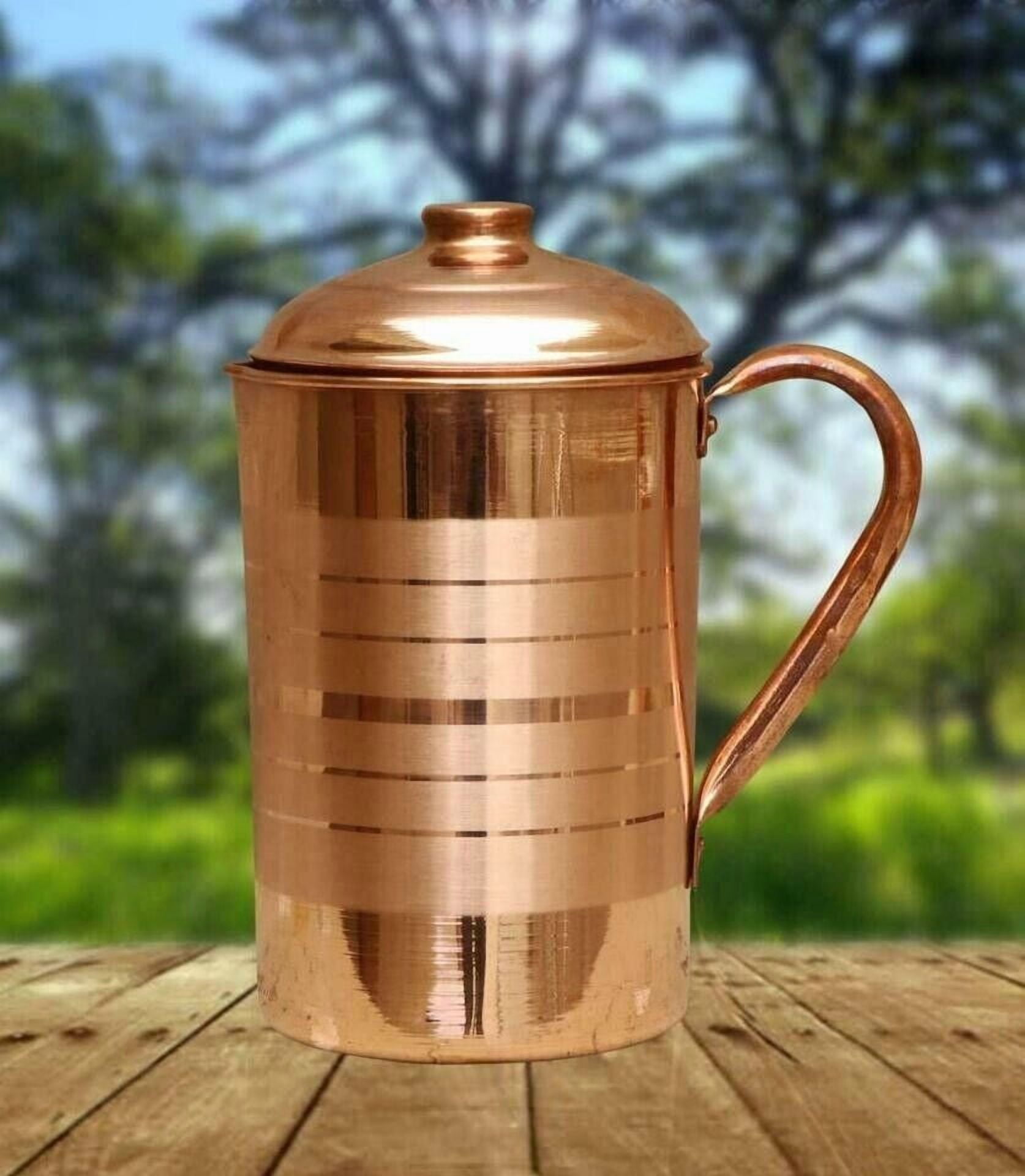 Pure Copper Jug Water Pitcher Glasses Good Health ml Set Of 7 Piece 1.5 L & 300ml