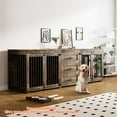 thumbnail image 3 of Rophefx 95.4" Dog Crate Furniture for 2 Dogs,Large Kennel with 3 Drawers and 4 Bowls,Wooden Heavy Duty Indoor Dog House,Brown, 3 of 10