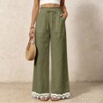 thumbnail image 2 of Women's Casual Wide Leg Sweatpants High Waist Baggy Pants with Pockets Drawstring and Lace Trim Patch Pockets for Everyday Wear, 2 of 5