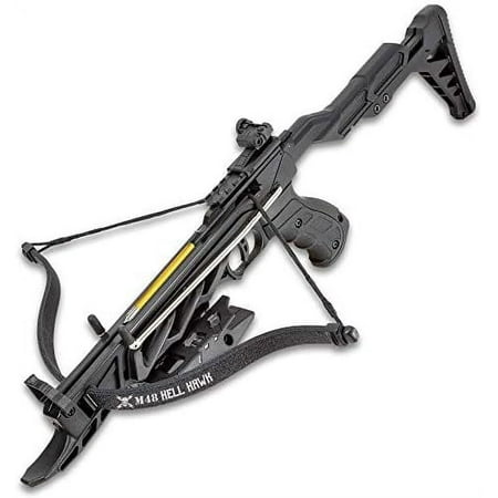 M48 Hell Hawk Self-Cocking Assault Crossbow Pistol - Lightweight Fiberglass Limbs TPR Grip 80-LBS Draw Weight Picatinny Rail Includes Bolts - Perfect for Hunters - Crossbow Pistol Length 24
